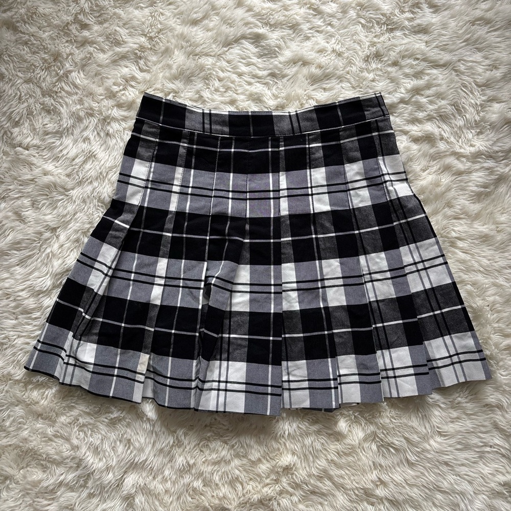 Love Tree Black and White Plaid A-Line Skirt